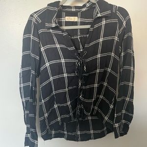 Hollister Small Lace Up Flowy Flannel